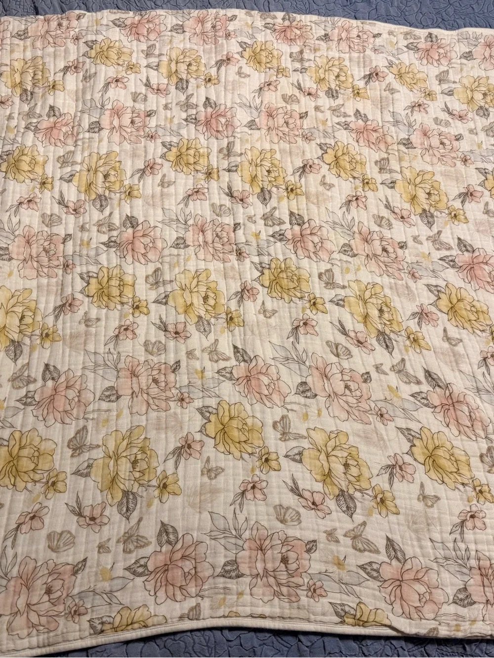 aden + anais girls dream blanket with Yellow & Pink Floral Print